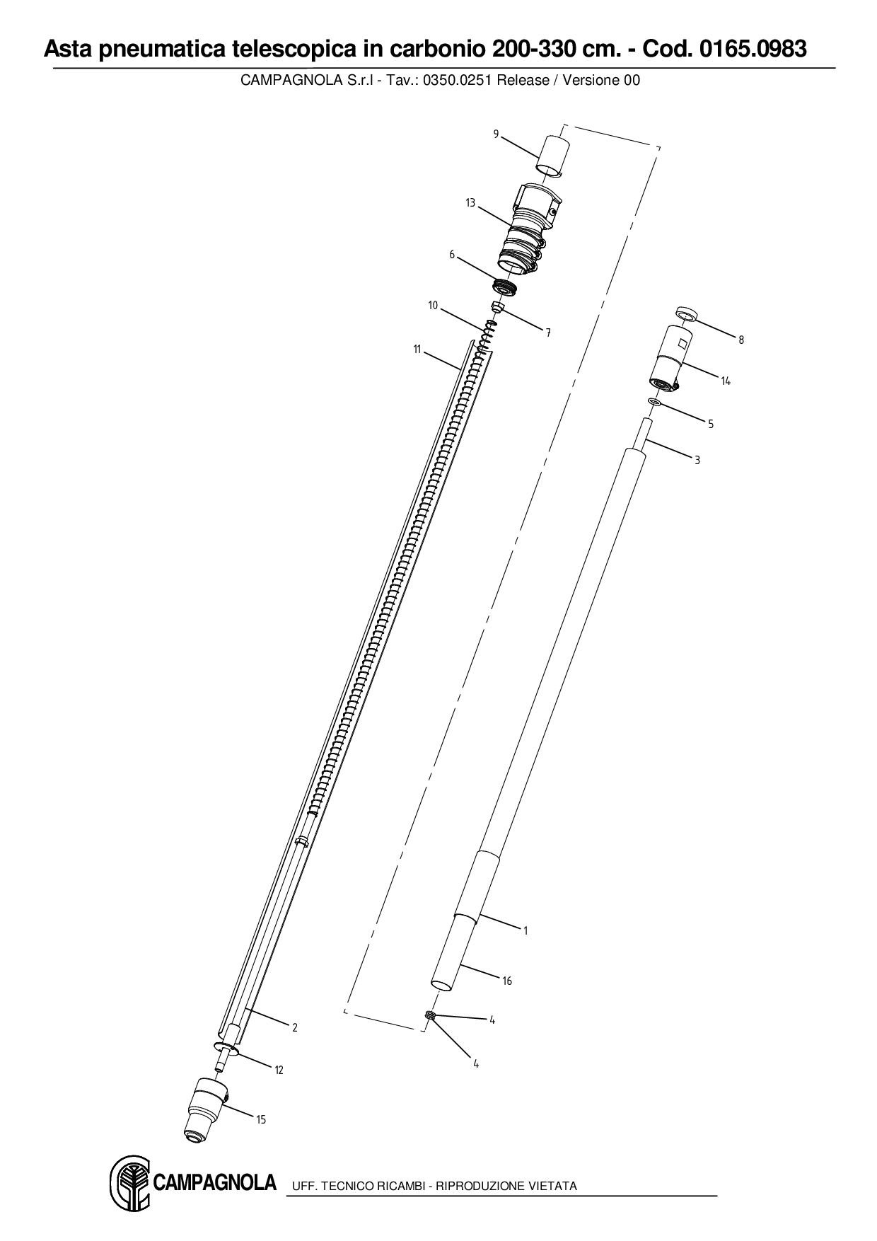 0165.0983_Asta pneum. tel. carbonio 200-330 cm.